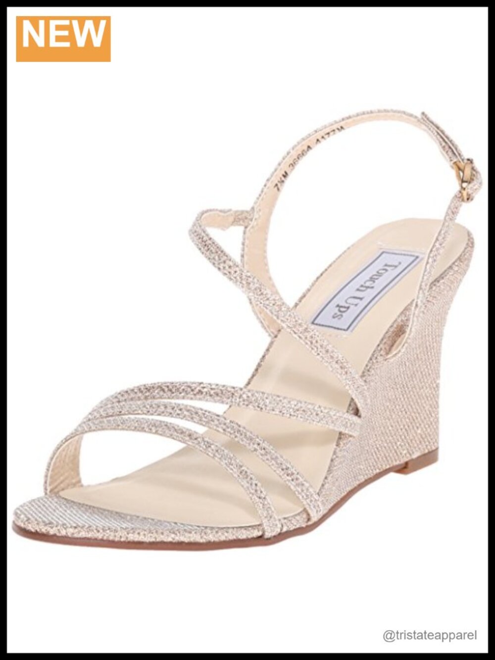 Women's Paige Wedge Heels Open Toe Rhinestone Glitter Adjustable Strap